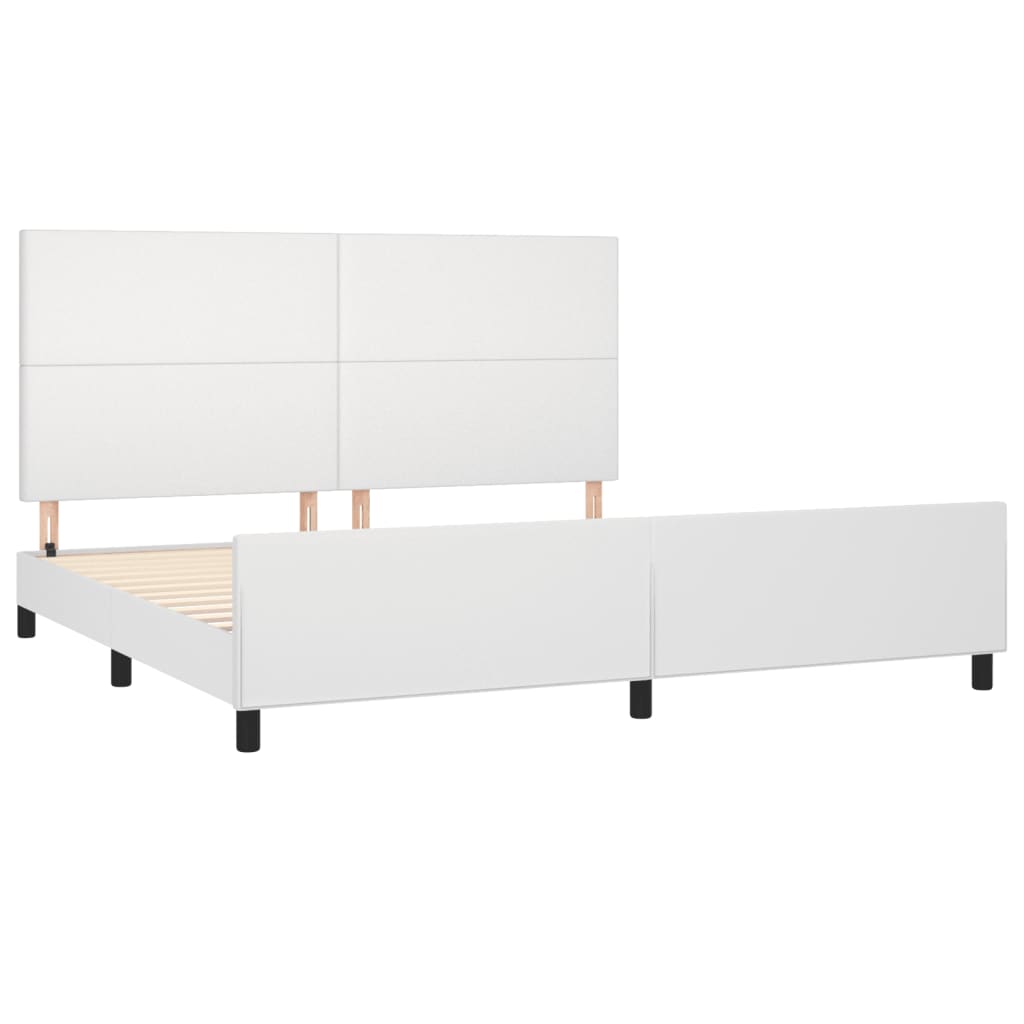 Okvir za krevet s uzglavljem bijeli 200x200 cm od umjetne kože
