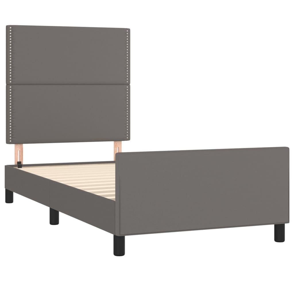 Okvir za krevet s uzglavljem sivi 100x200 cm od umjetne kože
