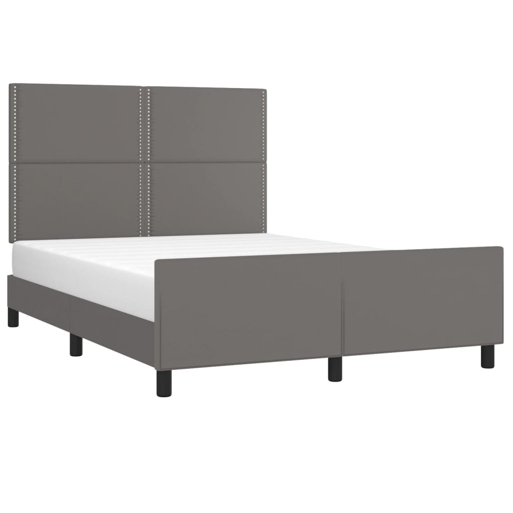 Okvir za krevet s uzglavljem sivi 140x190 cm od umjetne kože