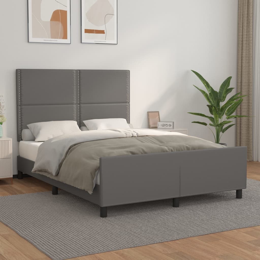Okvir za krevet s uzglavljem sivi 140x190 cm od umjetne kože