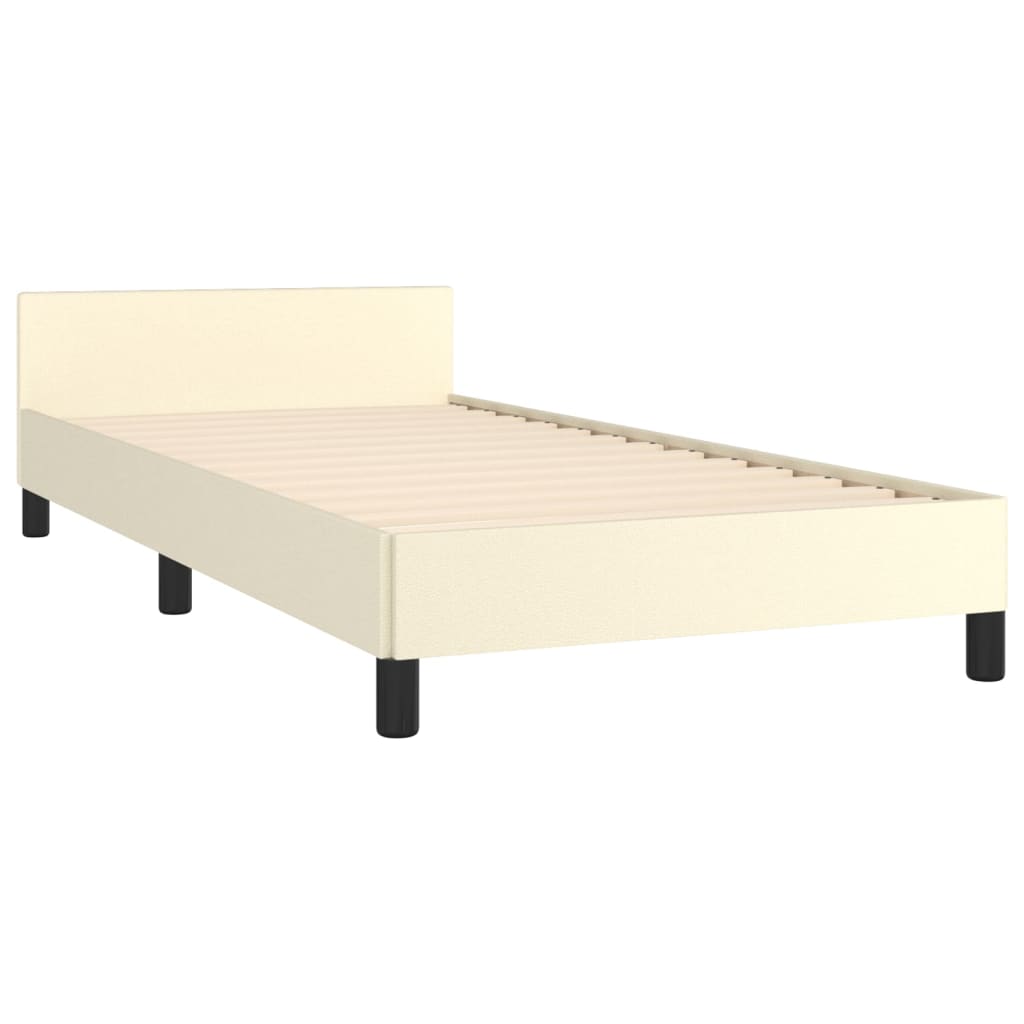 Okvir za krevet s uzglavljem krem 90x190 cm od umjetne kože