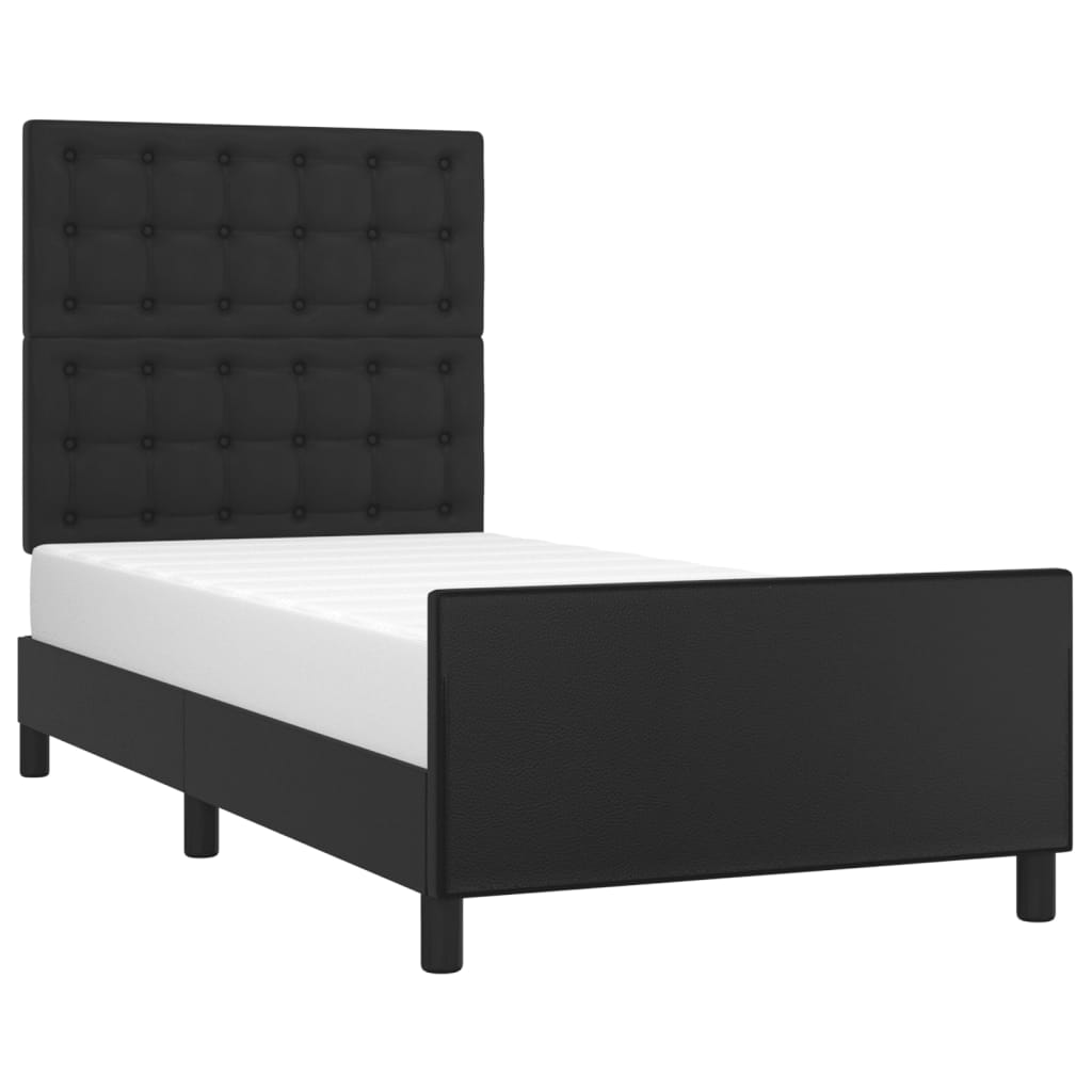 Okvir za krevet s uzglavljem crni 90x200 cm od umjetne kože