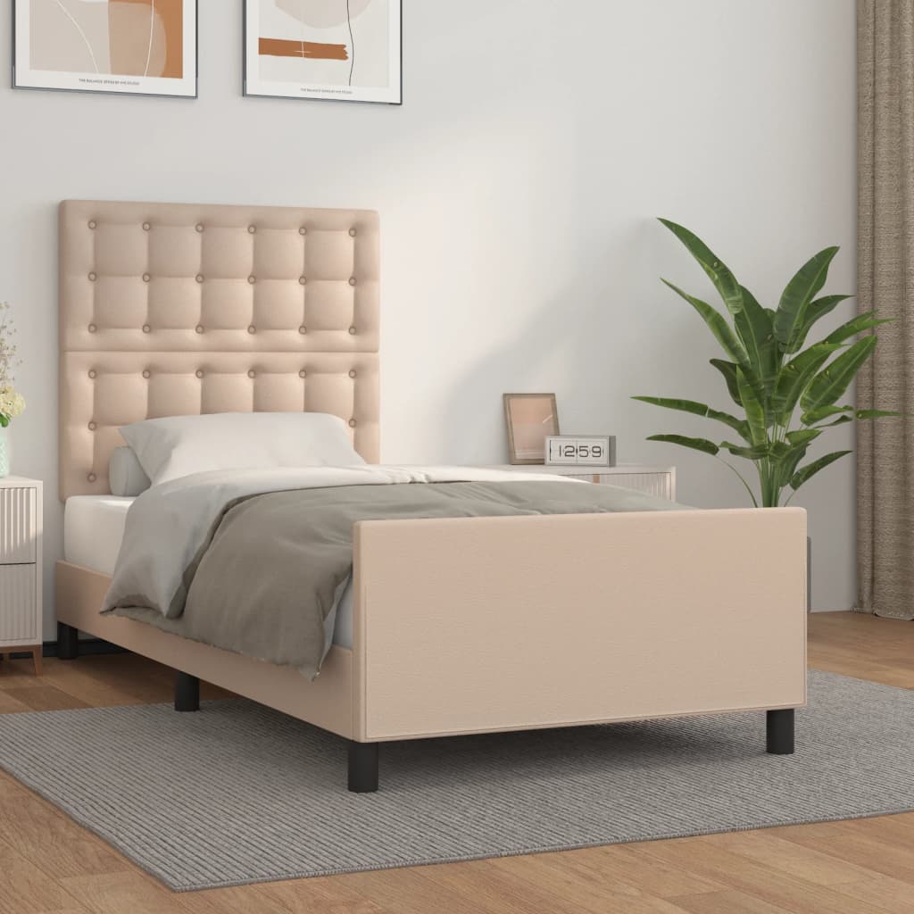 Okvir za krevet s uzglavljem cappuccino 90x200 cm umjetna koža
