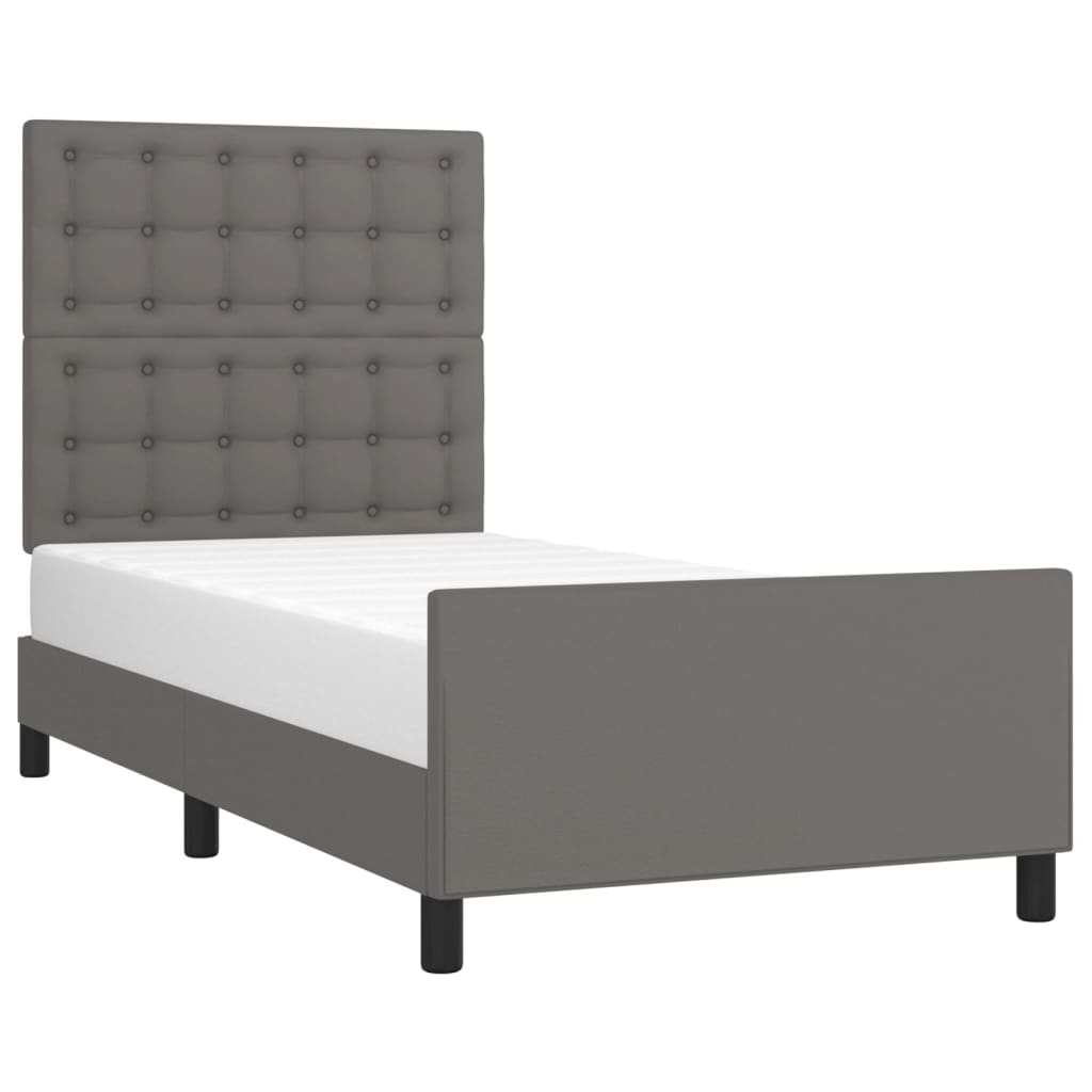 Okvir za krevet s uzglavljem sivi 100x200 cm od umjetne kože