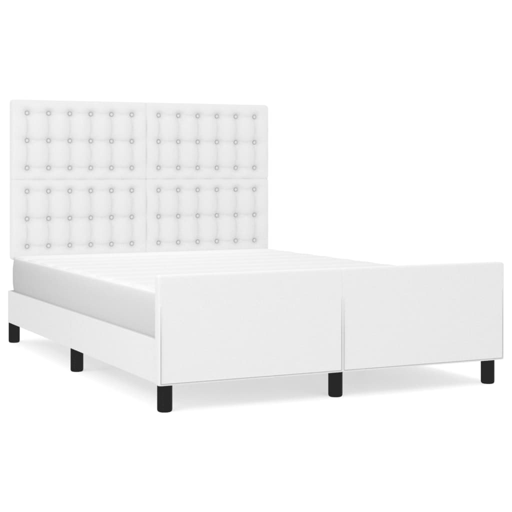 Okvir za krevet s uzglavljem bijeli 140x190 cm od umjetne kože