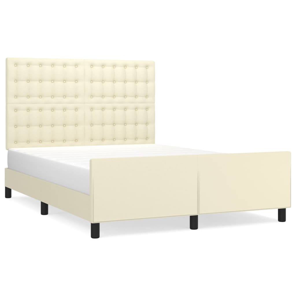 Okvir za krevet s uzglavljem krem 140x190 cm od umjetne kože