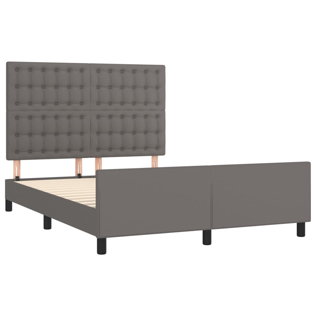 Okvir za krevet s uzglavljem sivi 140x190 cm od umjetne kože