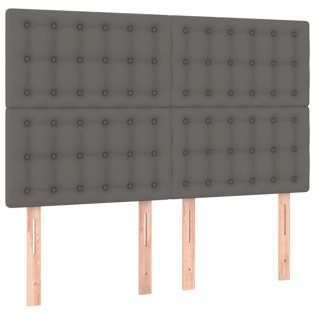 Okvir za krevet s uzglavljem sivi 140x190 cm od umjetne kože