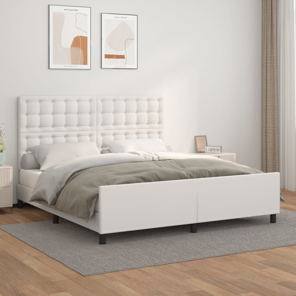 Okvir za krevet s uzglavljem bijeli 160x200 cm od umjetne kože