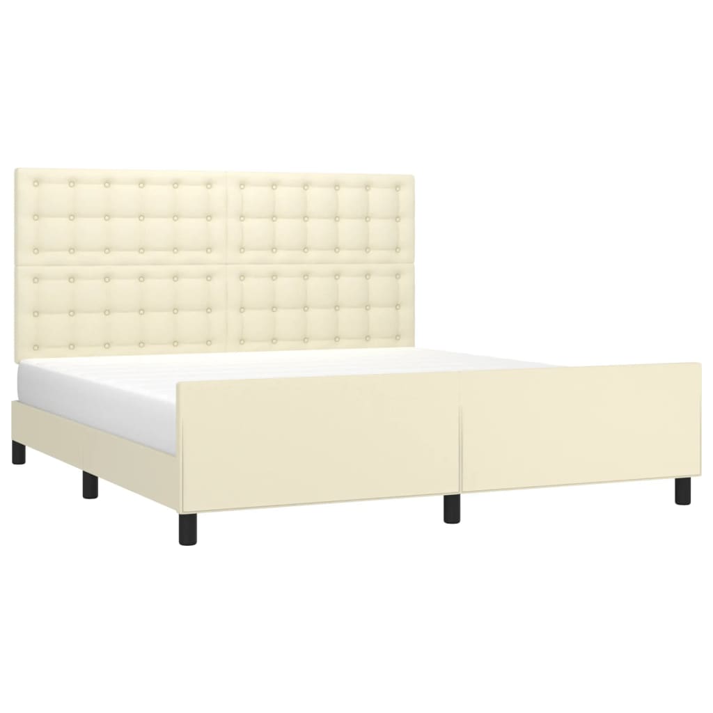 Okvir za krevet s uzglavljem krem 160x200 cm od umjetne kože