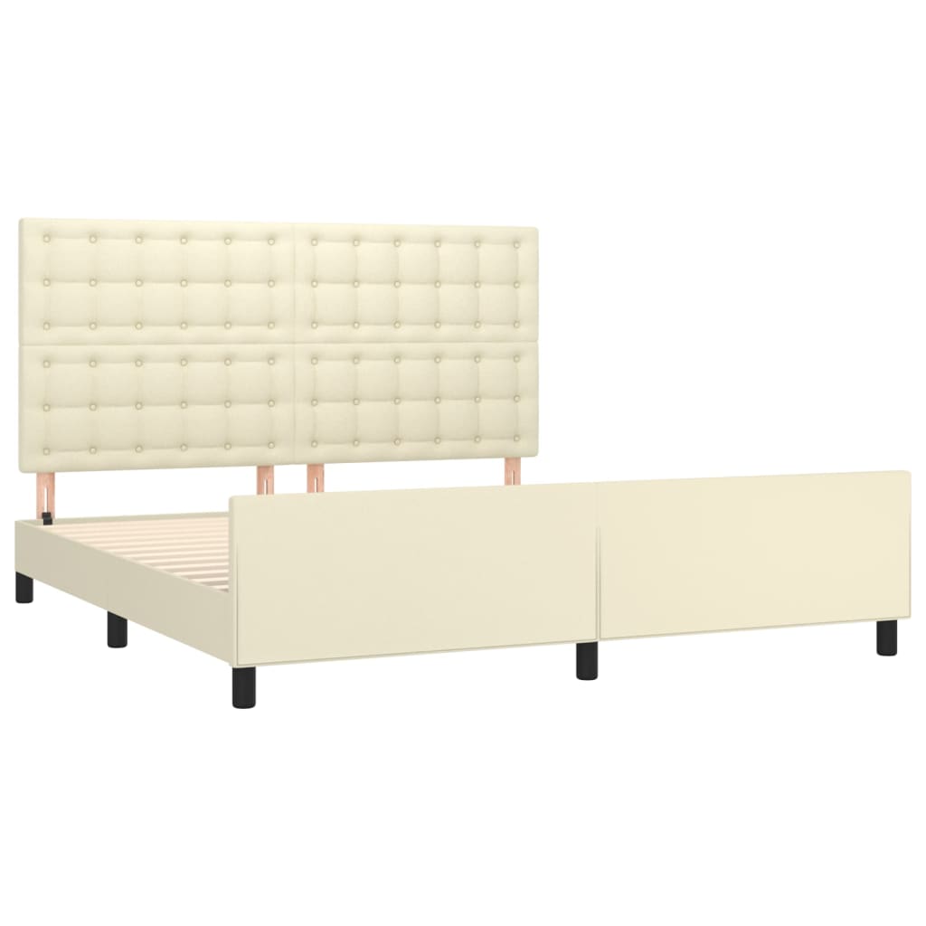 Okvir za krevet s uzglavljem krem 160x200 cm od umjetne kože