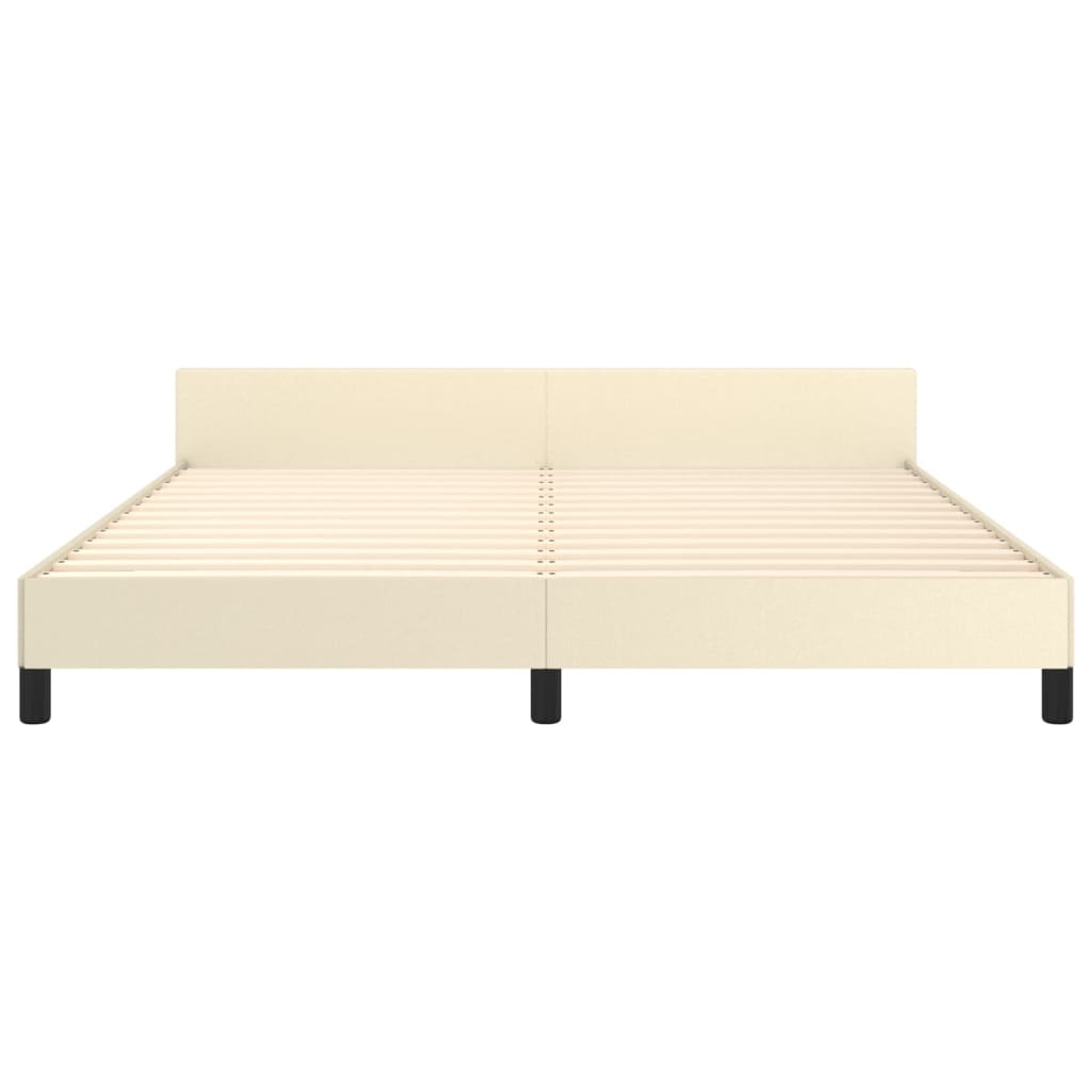 Okvir za krevet s uzglavljem krem 160x200 cm od umjetne kože