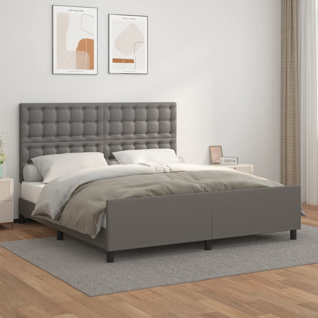 Okvir za krevet s uzglavljem sivi 160x200 cm od umjetne kože
