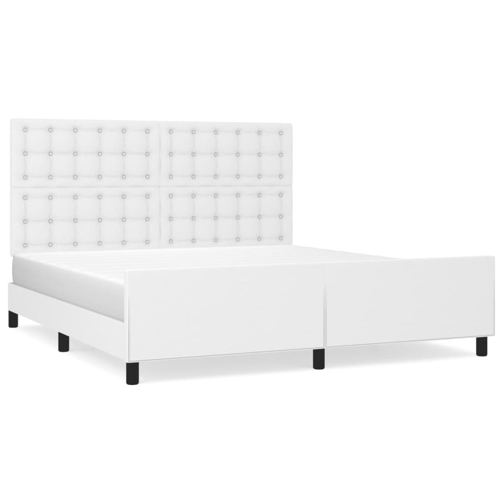 Okvir za krevet s uzglavljem bijeli 180x200 cm od umjetne kože