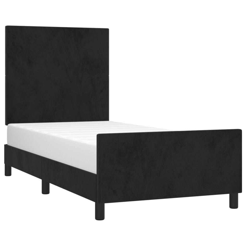 Okvir za krevet s uzglavljem crni 90x200 cm baršunasti