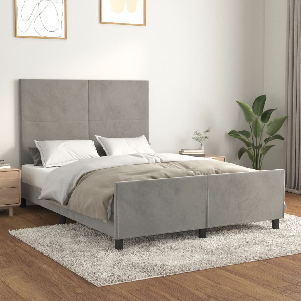 Okvir za krevet bez madraca svjetlosivi 140 x 190 cm baršunasti