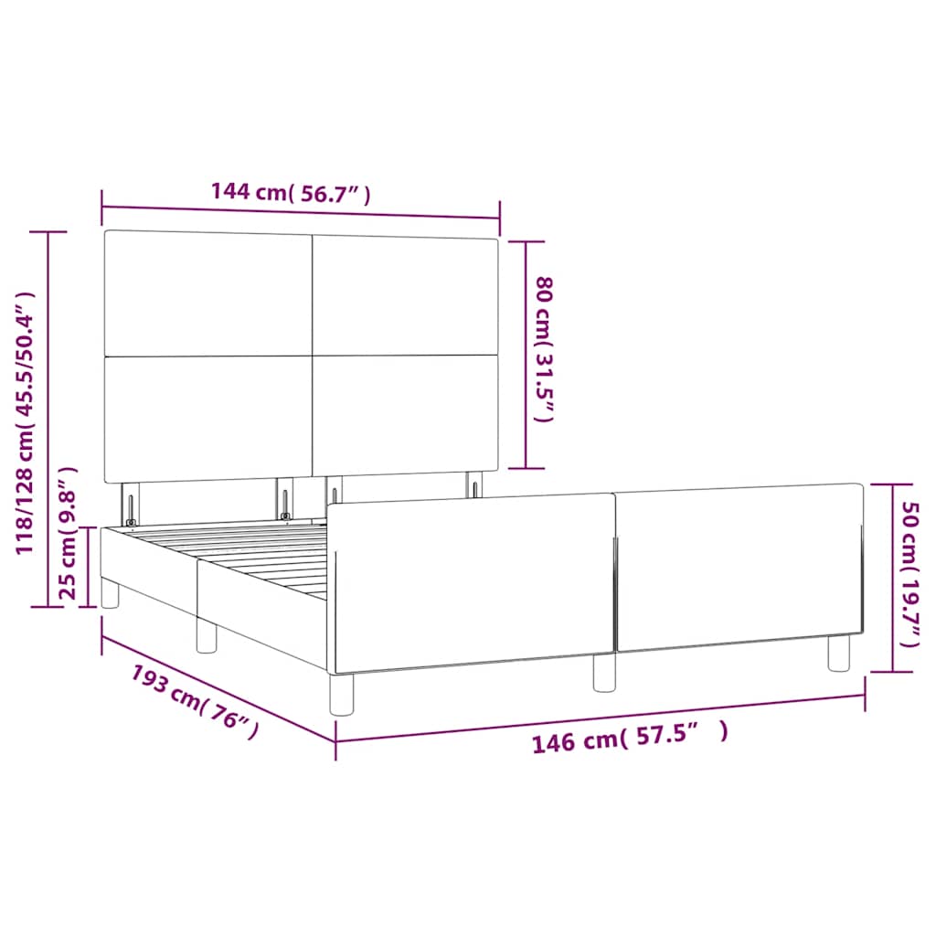 Okvir za krevet bez madraca tamnozeleni 140x190 cm baršunasti