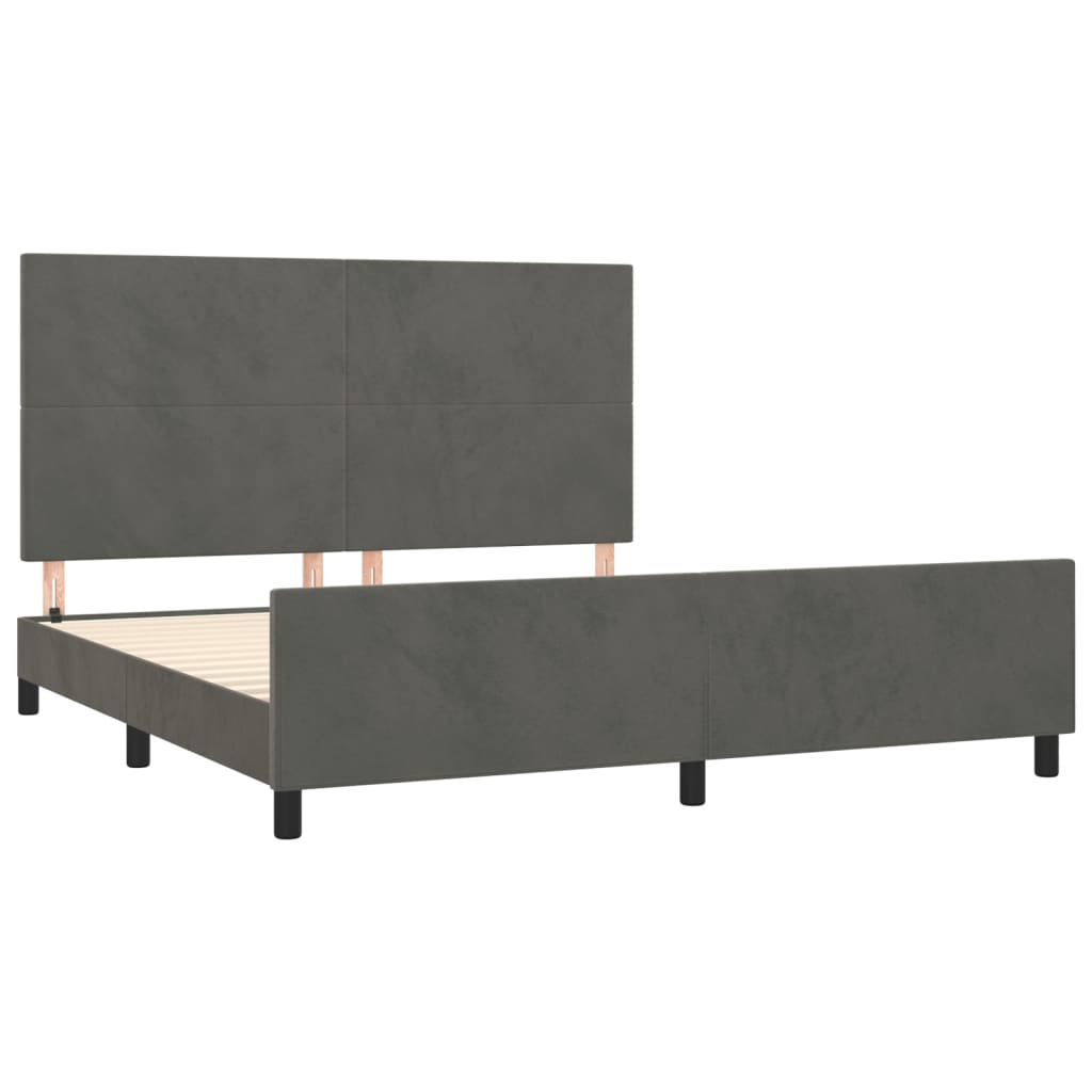 Okvir za krevet bez madraca tamnosivi 160x200 cm baršunasti