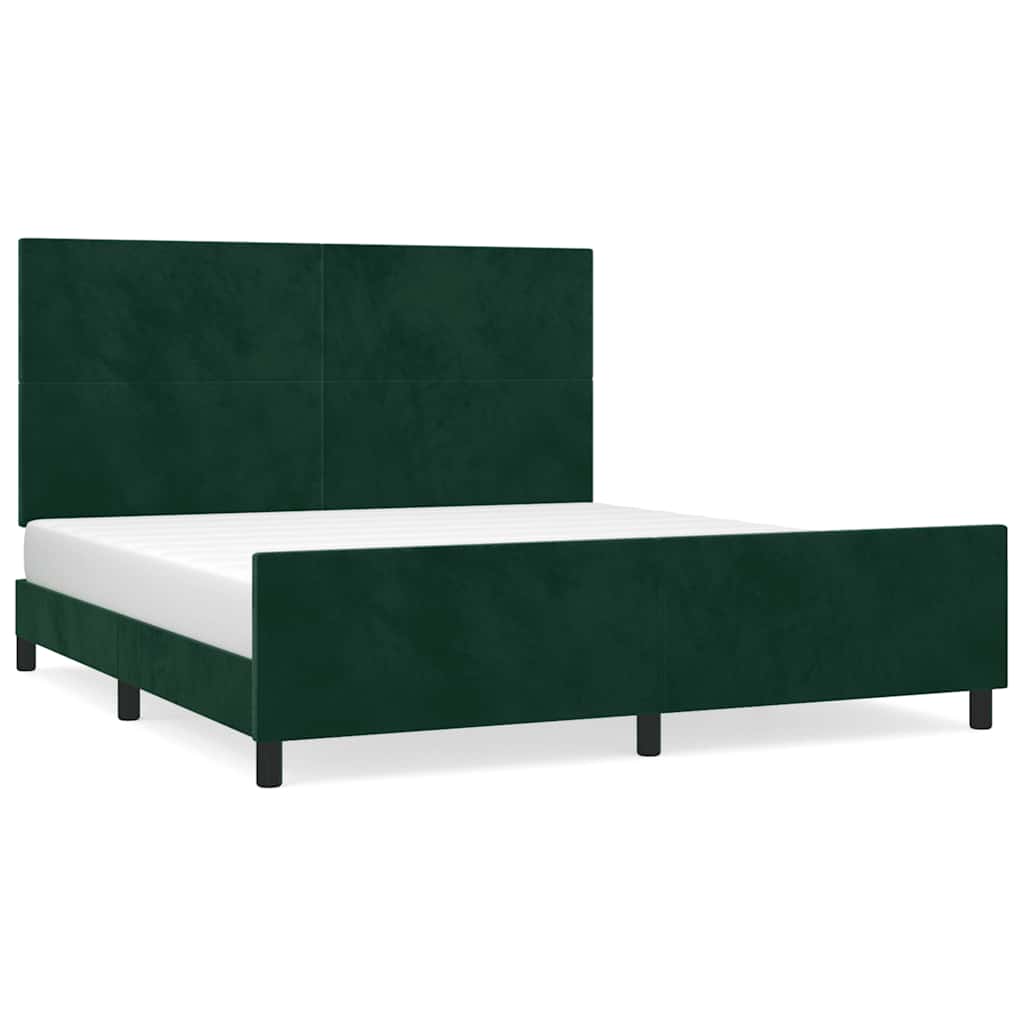 Okvir za krevet s uzglavljem tamnozeleni 180x200 cm baršunasti