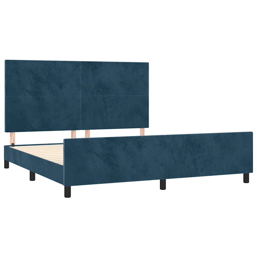 Okvir za krevet s uzglavljem tamnoplavi 180x200 cm baršunasti