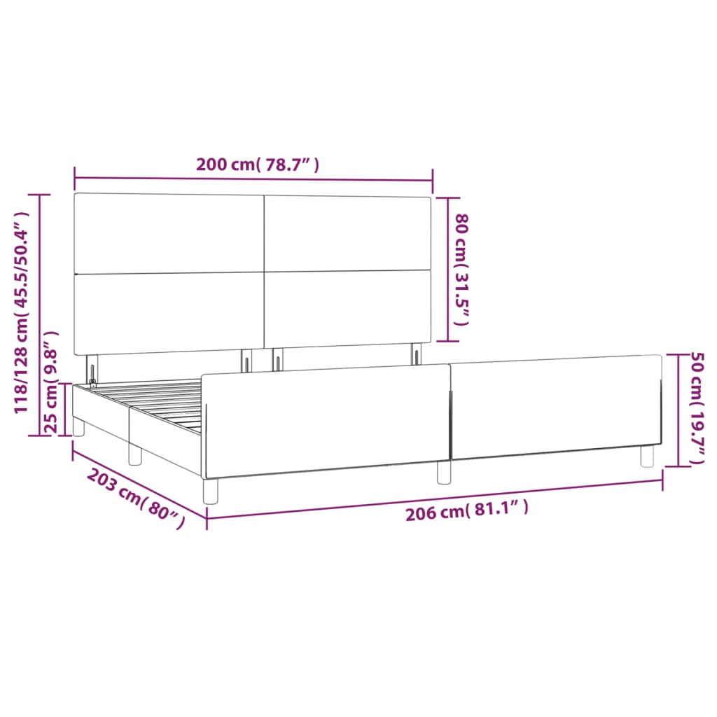 Okvir za krevet bez madraca tamnosivi 200x200 cm baršunasti