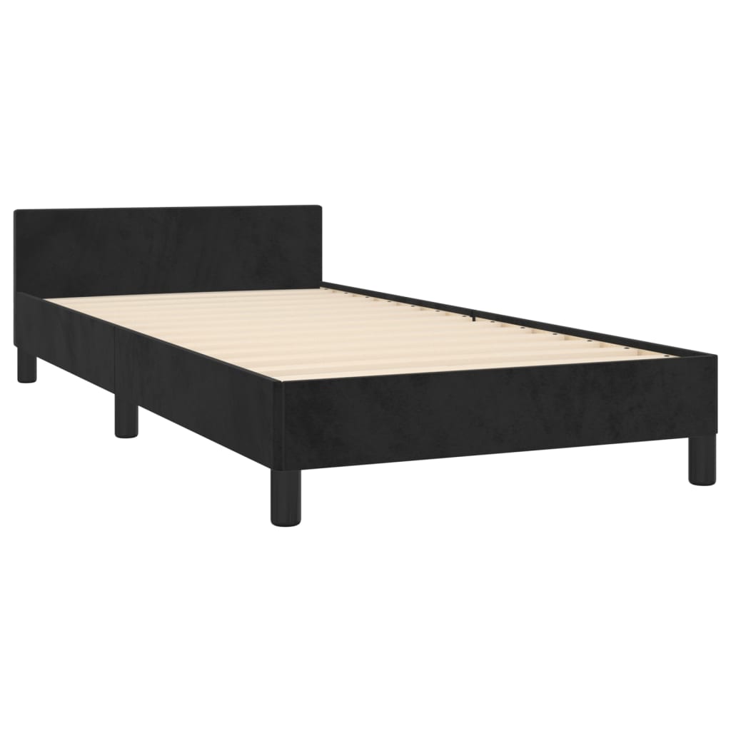Okvir za krevet s uzglavljem crni 90x200 cm baršunasti