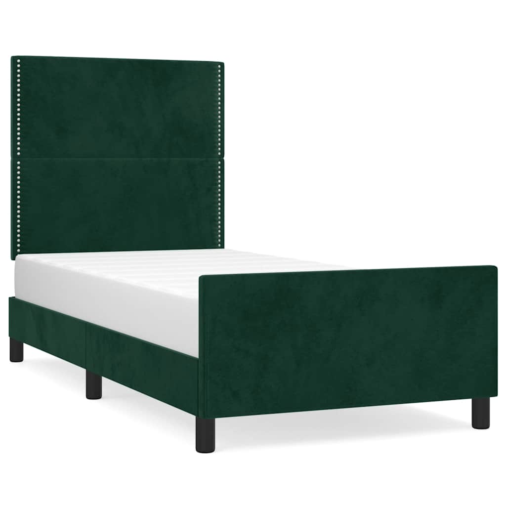 Okvir za krevet bez madraca tamnozeleni 90x200 cm baršunasti