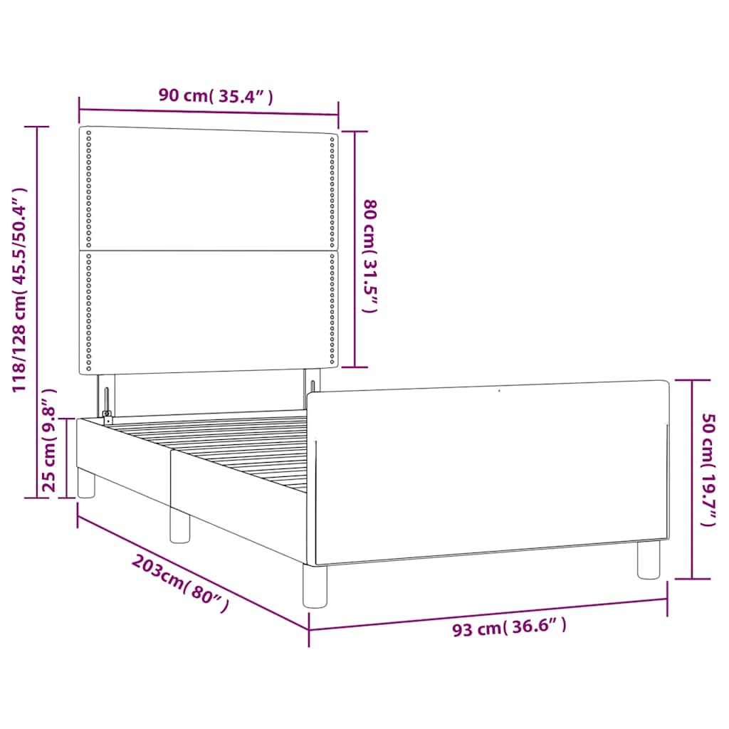 Okvir za krevet bez madraca tamnozeleni 90x200 cm baršunasti