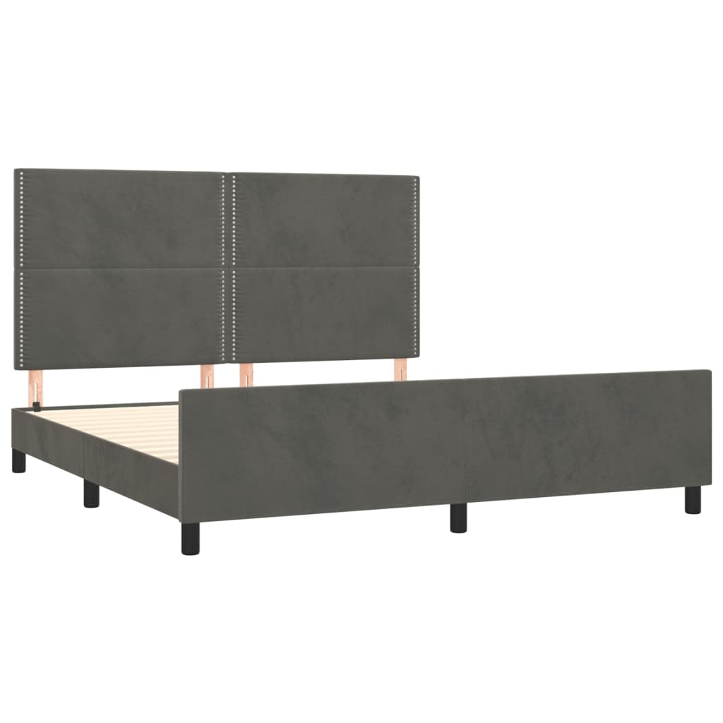 Okvir za krevet s uzglavljem tamnosivi 180x200 cm baršunasti