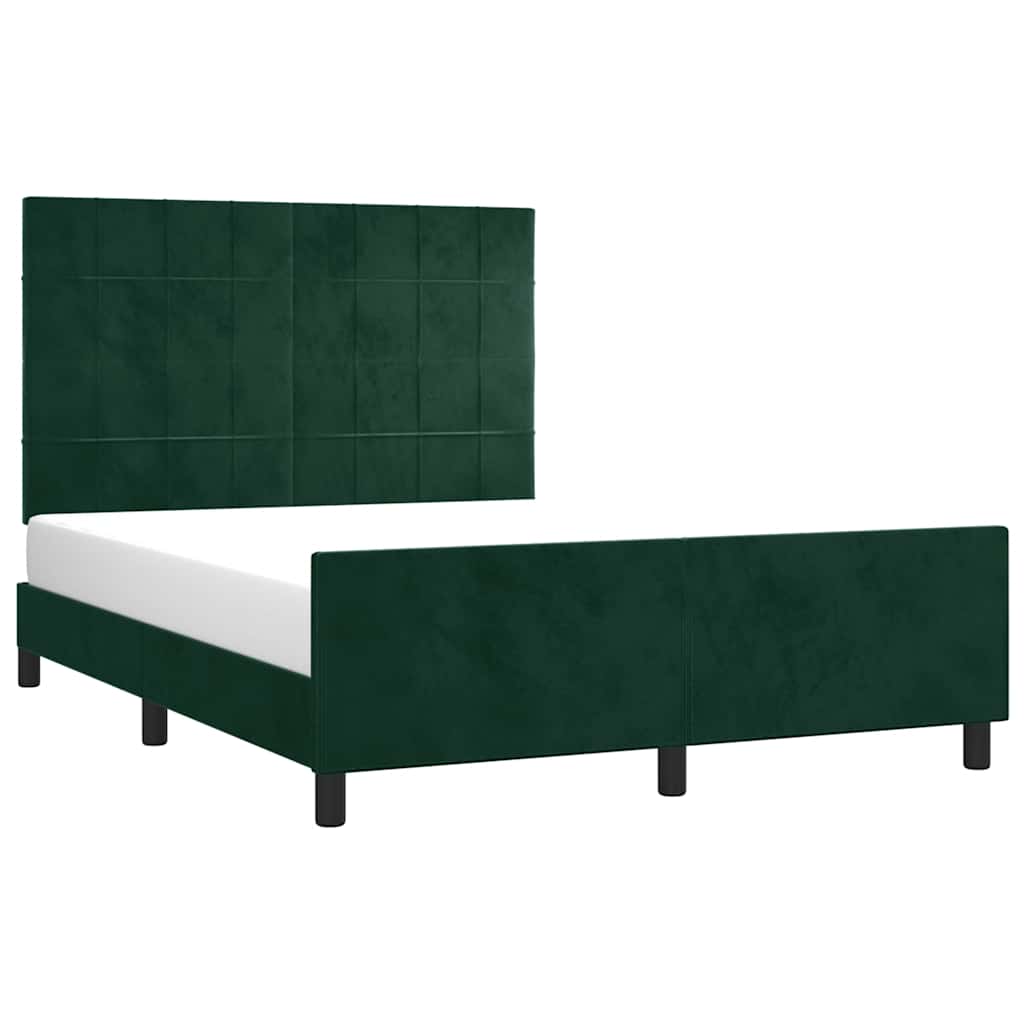 Okvir za krevet bez madraca tamnozeleni 140x190 cm baršunasti