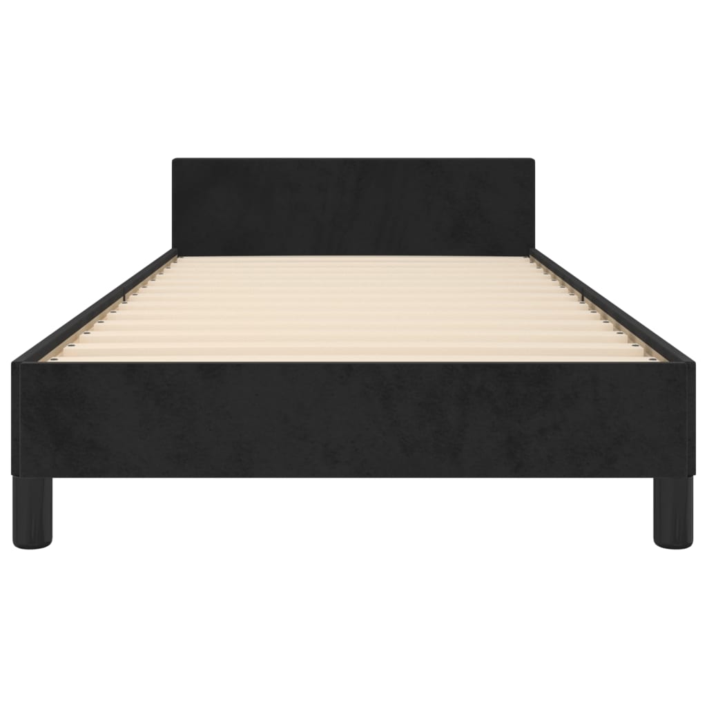 Okvir za krevet s uzglavljem crni 90x190 cm baršunasti