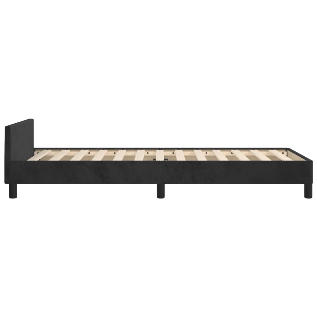 Okvir za krevet s uzglavljem crni 90x200 cm baršunasti
