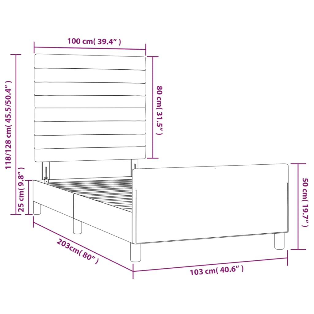 Okvir za krevet s uzglavljem ružičasti 100x200 cm baršunasti