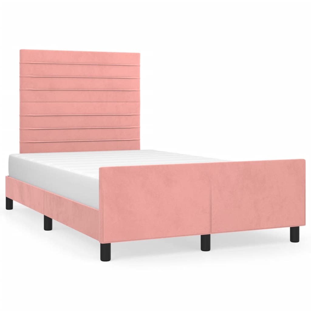 Okvir za krevet s uzglavljem ružičasti 120 x 200 cm baršunasti