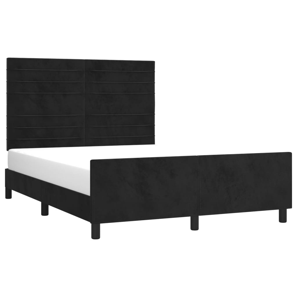 Okvir za krevet bez madraca crni 140x200 cm baršunasti