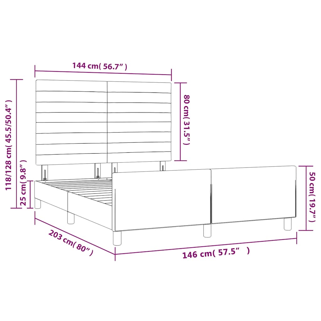 Okvir za krevet bez madraca tamnozeleni 140x200 cm baršunasti