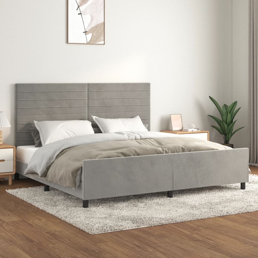 Okvir za krevet bez madraca svjetlosivi 200 x 200 cm baršunasti
