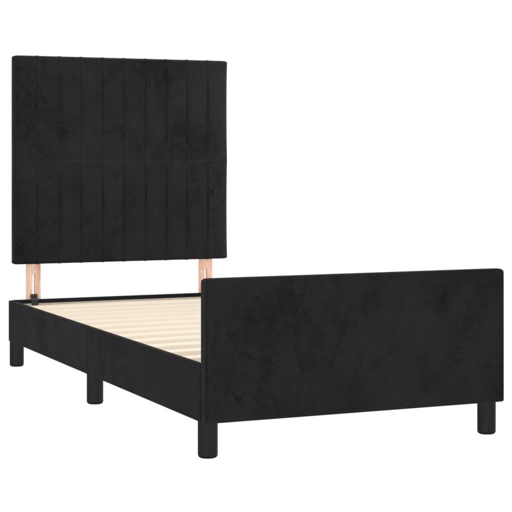 Okvir za krevet s uzglavljem crni 90x200 cm baršunasti