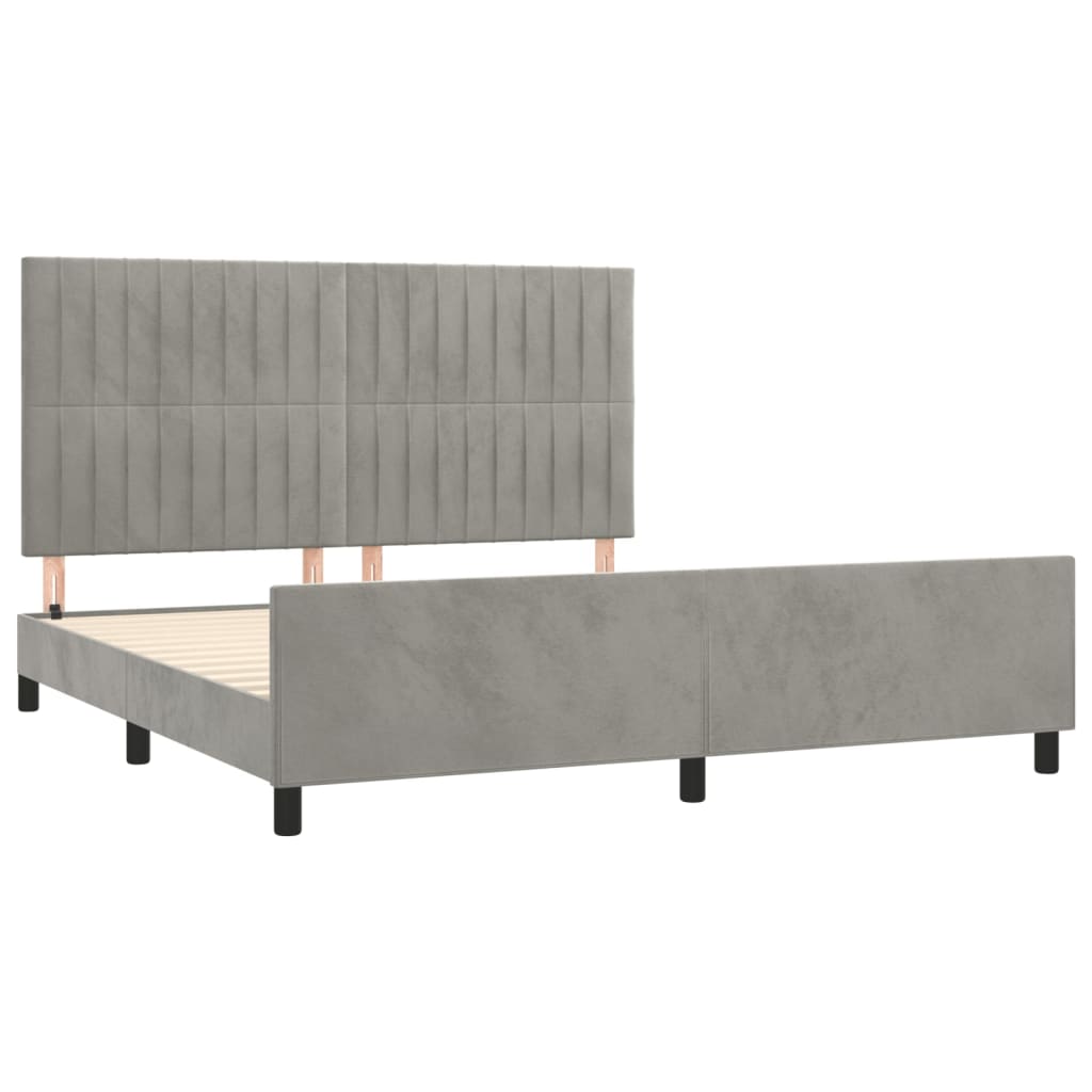 Okvir za krevet s uzglavljem svjetlosivi 180x200 cm baršunasti