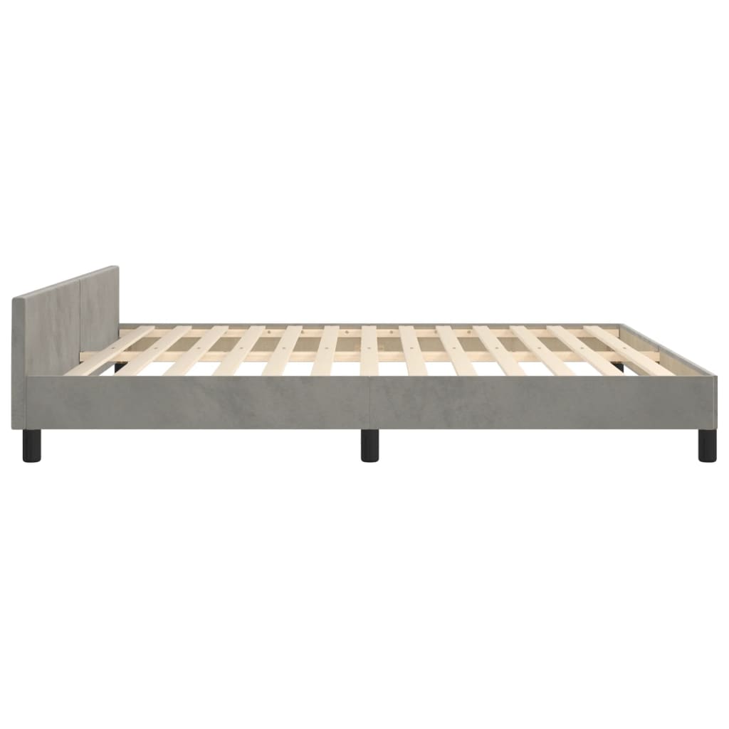 Okvir za krevet s uzglavljem svjetlosivi 180x200 cm baršunasti