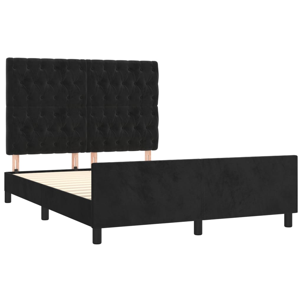 Okvir za krevet bez madraca crni 140 x 190 cm baršunasti