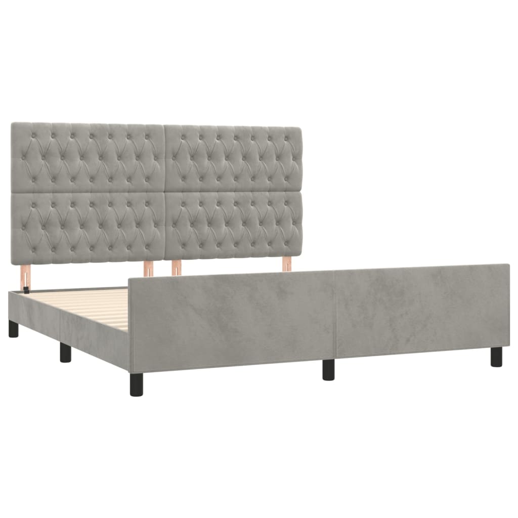 Okvir za krevet s uzglavljem svjetlosivi 180x200 cm baršunasti