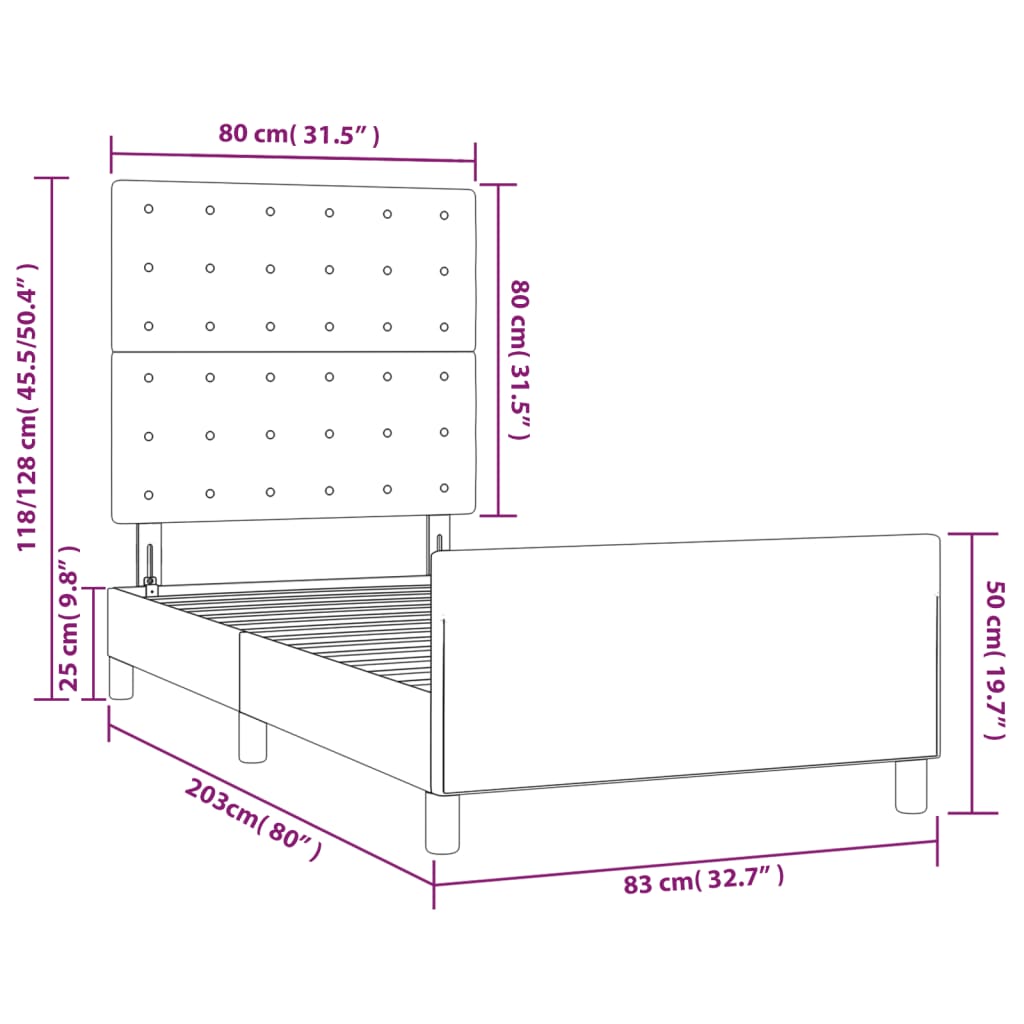 Okvir za krevet s uzglavljem ružičasti 80x200 cm baršunasti