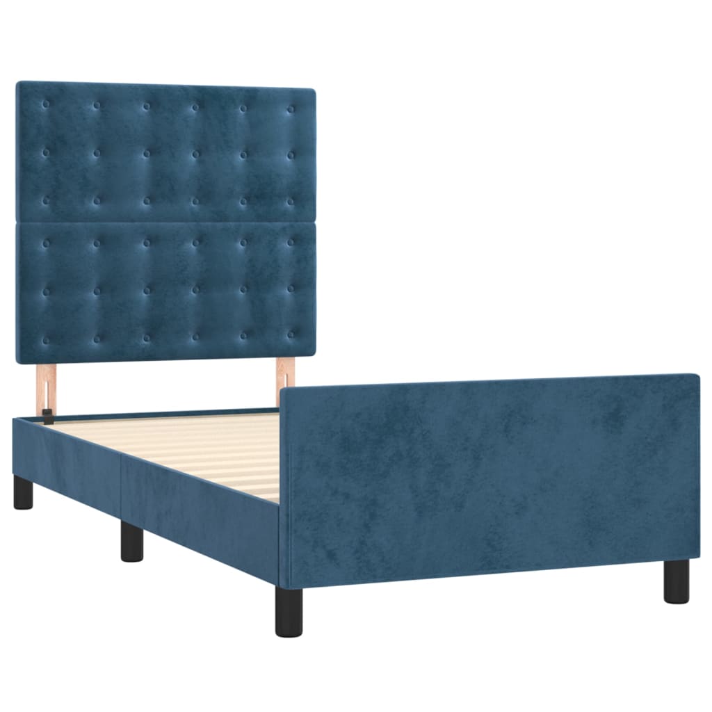 Okvir za krevet bez madraca tamnoplavi 90x190 cm baršunasti