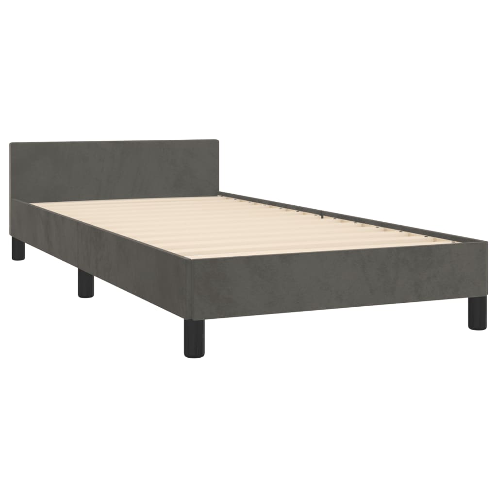 Okvir za krevet bez madraca tamnosivi 90x200 cm baršunasti