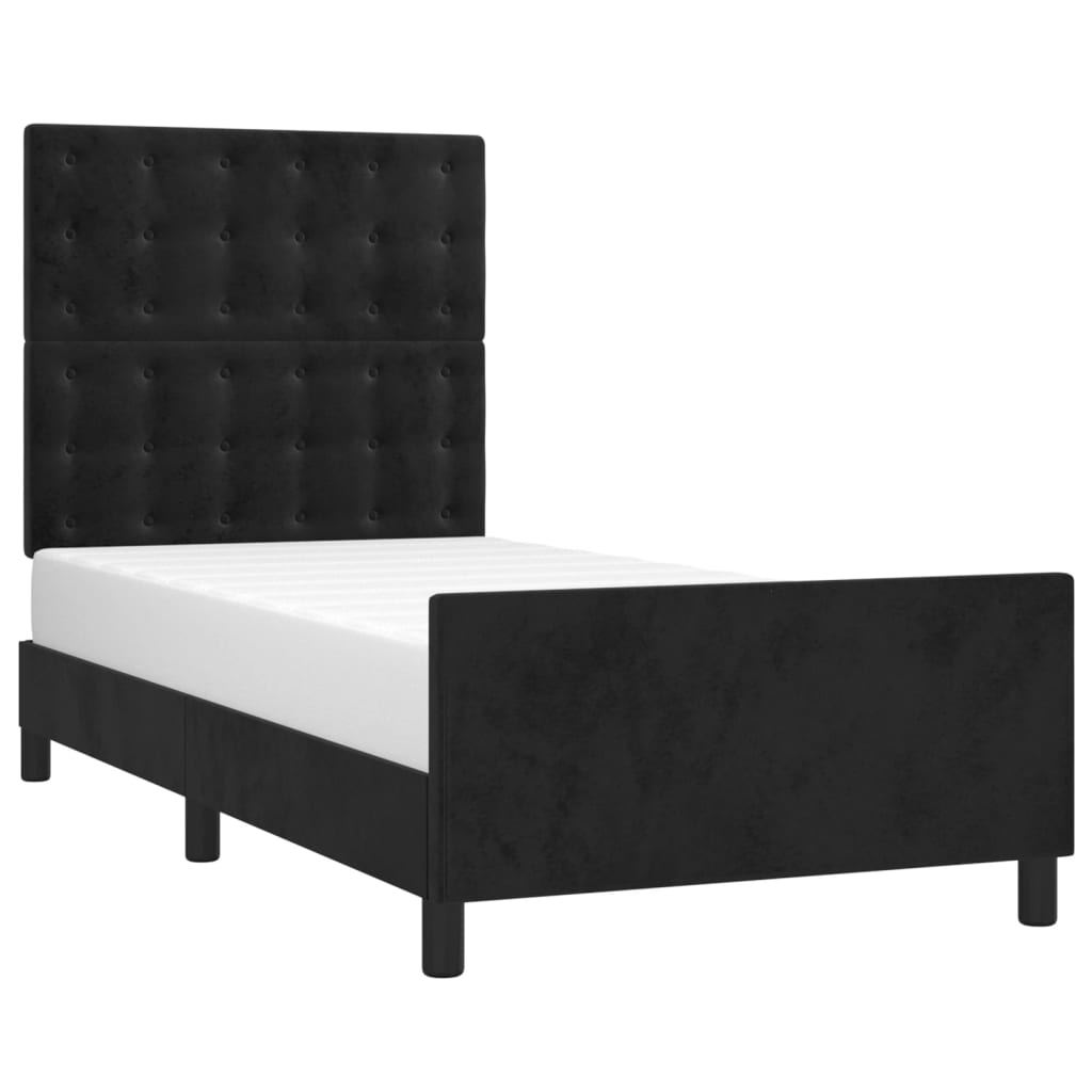 Okvir za krevet s uzglavljem crni 90x200 cm baršunasti