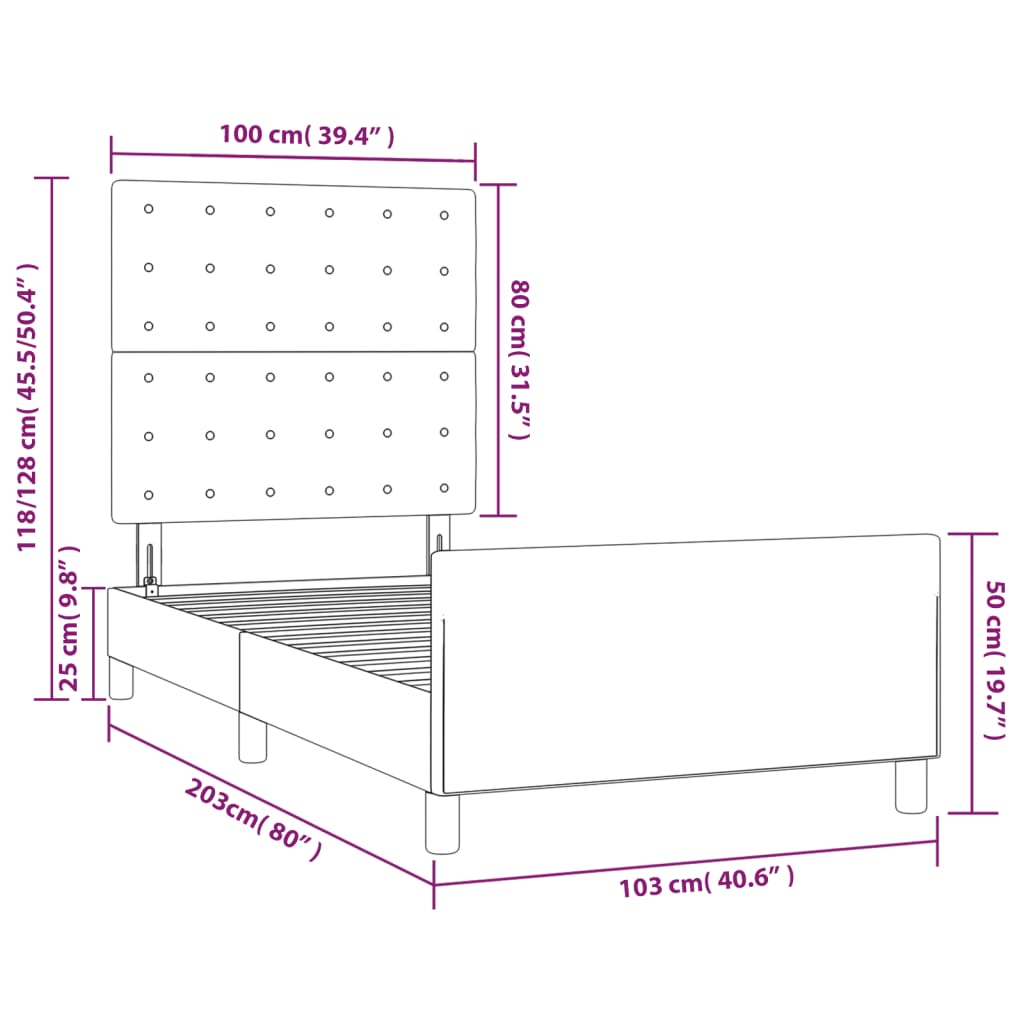 Okvir za krevet s uzglavljem ružičasti 100x200 cm baršunasti