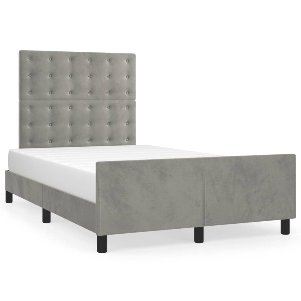 Okvir kreveta bez madraca svjetlosivi 120 x 200 cm baršunasti