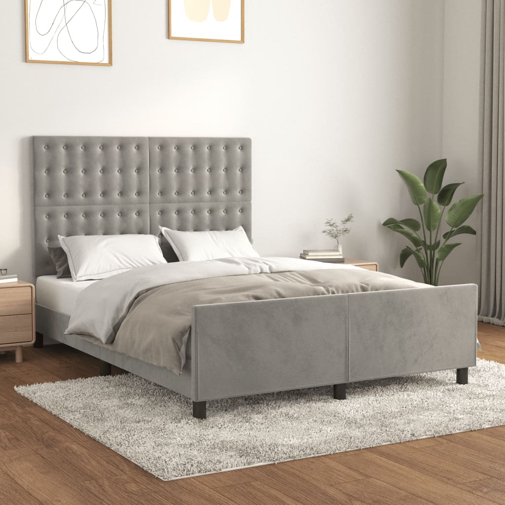 Okvir za krevet bez madraca svjetlosivi 140x200 cm baršunasti