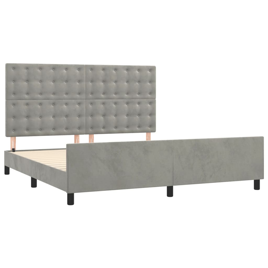 Okvir za krevet s uzglavljem svjetlosivi 180x200 cm baršunasti